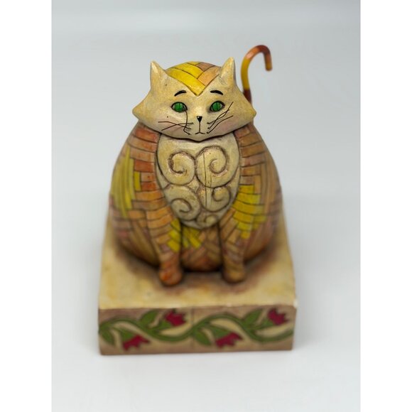 VTG 2003 Jim Shore Heartwood Creek Elijah 5" Yellow Patterned Tabby Cat Figurine - Picture 2 of 6